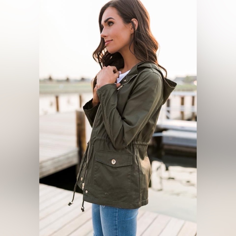 NWT Olive Hooded Cargo Jacket SZ Small by 2Sable - Picture 6 of 7